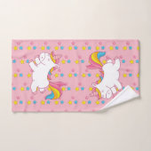 魔法のユニコーンとスターズレインボーパステル&ピンク バスタオルセット (ハンドタオル)