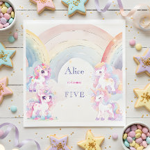 魔法のユニコーンとレインボウ水彩の誕生日