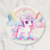 魔法のユニコーンとレインボウ水彩の誕生日 フェイバータグ (裏面)