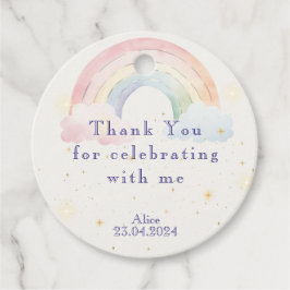 魔法のユニコーンとレインボウ水彩の誕生日 フェイバータグ