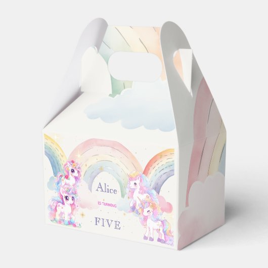魔法のユニコーンとレインボウ水彩の誕生日 フェイバーボックス (正面サイド)