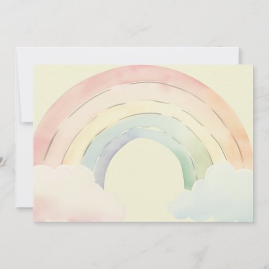 魔法のユニコーンとレインボウ水彩の誕生日 招待状 (裏面)