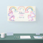 魔法のユニコーンとレインボウ水彩の誕生日 横断幕 (トレードショー)