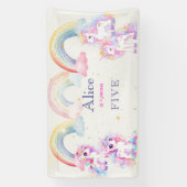 魔法のユニコーンとレインボウ水彩の誕生日 横断幕 (縦)