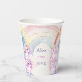 魔法のユニコーンとレインボウ水彩の誕生日 紙コップ (裏面)