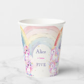 魔法のユニコーンとレインボウ水彩の誕生日 紙コップ (正面)
