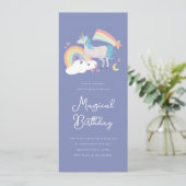 魔法のユニコーンとレインボーの誕生日パーティーの招待 招待状 (スタンド正面)