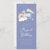 魔法のユニコーンとレインボーの誕生日パーティーの招待 招待状 (正面)