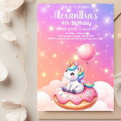 魔法のユニコーンとレインボーの誕生日パーティー 招待状