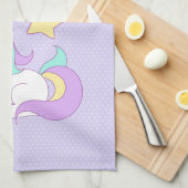 魔法のユニコーンとレインボー射撃、 発砲スター キッチンタオル (四つ折り)