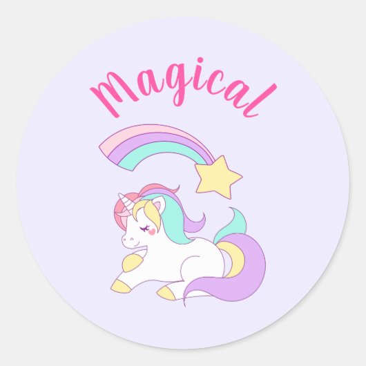 魔法のユニコーンとレインボー射撃、 発砲スター ラウンドシール (正面)