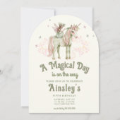魔法のユニコーンと妖精の特別な誕生日 招待状 (正面)