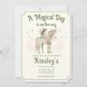魔法のユニコーンと妖精の特別な誕生日 招待状 (正面)