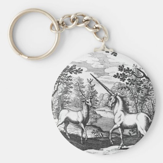 魔法のユニコーンと牡鹿 キーホルダー (正面)