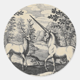 魔法のユニコーンと牡鹿 ラウンドシール