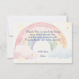 魔法のユニコーンと虹の水彩誕生日 サンキューカード
