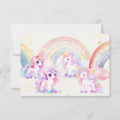 魔法のユニコーンと虹の水彩誕生日 サンキューカード (裏面)