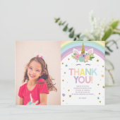 魔法のユニコーンと虹の誕生日パーティー サンキューカード (スタンド正面)