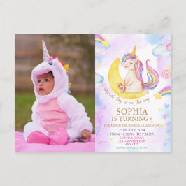 魔法のユニコーンと虹の誕生日パーティー ポストカード