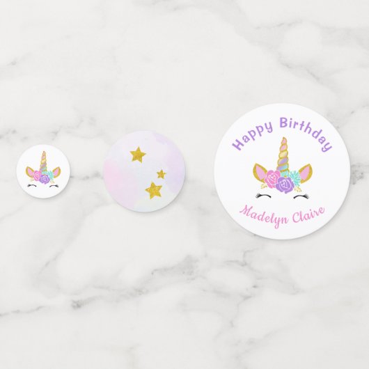 魔法のユニコーンのグリッターは誕生日を主演します コンフェッティ (正面)