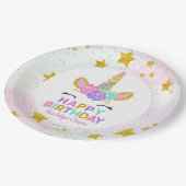 魔法のユニコーンのグリッターは誕生日を主演します ペーパープレート (アングル)