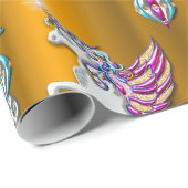 魔法のユニコーンのゴールデンクリスマス ラッピングペーパー (ロールコーナー)