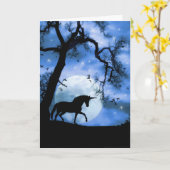 魔法のユニコーンのハッピーバースデーカード カード (黄色い花)