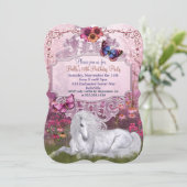 魔法のユニコーンのバースデーパーティ招待状 招待状 (スタンド正面)