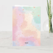 魔法のユニコーンのピンクの水の色の最初の誕生日 招待状 (裏面)