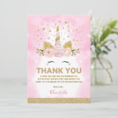 魔法のユニコーンのピンクの銀河系は誕生日を曇らせます サンキューカード (スタンド正面)