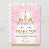 魔法のユニコーンのピンクの銀河系は誕生日を曇らせます サンキューカード (正面/裏面)