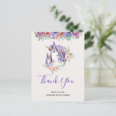 魔法のユニコーンのママとベイビーの水彩画 サンクスカード ポストカード (スタンド正面)