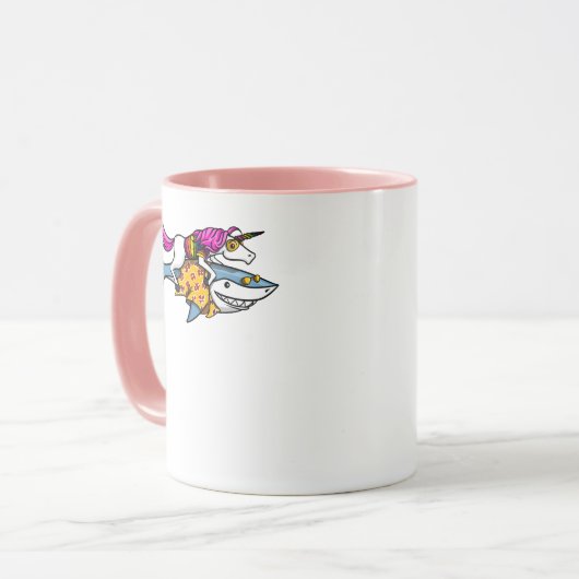 魔法のユニコーンの乗馬の鮫のおもしろいな海 マグカップ (正面左)