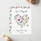 魔法のユニコーンの子供たち バレンタインデー ノートカード (正面/裏面インサイチュ)