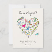 魔法のユニコーンの子供たち バレンタインデー ノートカード (正面)