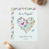 魔法のユニコーンの子供たち バレンタインデー ノートカード (正面/裏面インサイチュ)