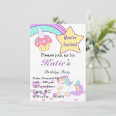 魔法のユニコーンの子供の誕生日の招待 招待状 (スタンド正面)