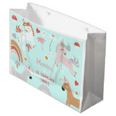 魔法のユニコーンの子供の誕生日を信じて ラージペーパーバッグ (正面アングル)
