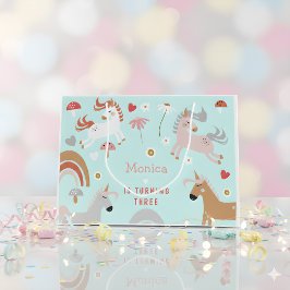 魔法のユニコーンの子供の誕生日を信じて ラージペーパーバッグ
