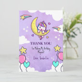 魔法のユニコーンの感謝の気持ちを込めた誕生日ギフト セカンド サンキューカード (スタンド正面)