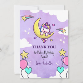 魔法のユニコーンの感謝の気持ちを込めた誕生日プレゼント（第2弾） サンキューカード