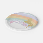 魔法のユニコーンの虹の誕生日のプレート ペーパープレート (アングル)