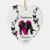 魔法のユニコーンの蝶愛カスタムなオーナメント セラミックオーナメント (右)