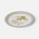 魔法のユニコーンの誕生会のプレート ペーパープレート (アングル)