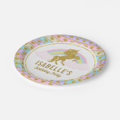 魔法のユニコーンの誕生会のプレート ペーパープレート (アングル)