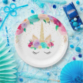 魔法のユニコーンの誕生会のベビーシャワーのプレート ペーパープレート (パーティー)