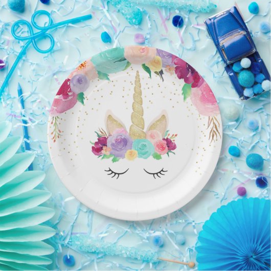 魔法のユニコーンの誕生会のベビーシャワーのプレート ペーパープレート (パーティー)