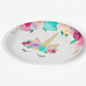 魔法のユニコーンの誕生会のベビーシャワーのプレート ペーパープレート (アングル)