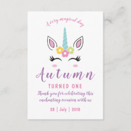 魔法のユニコーンの誕生日にお礼のカード 招待状