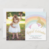 魔法のユニコーンの誕生日のパーティの招待状 招待状 (正面)